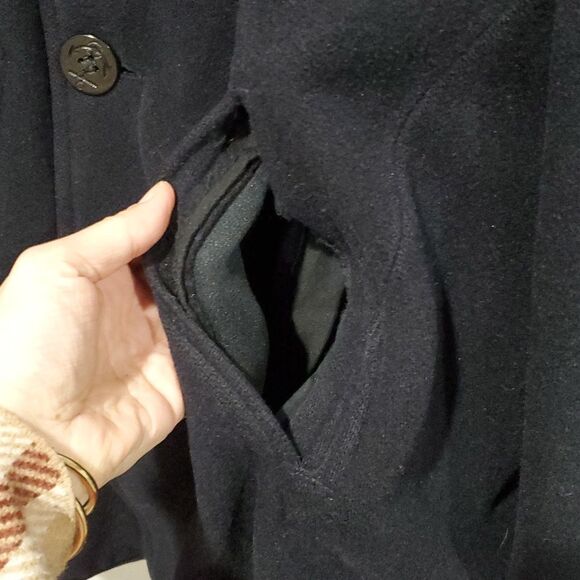 J. Crew Baywater Peacoat Wool Stadium Cloth in Black Size LT or Large Tall - Picture 9 of 16